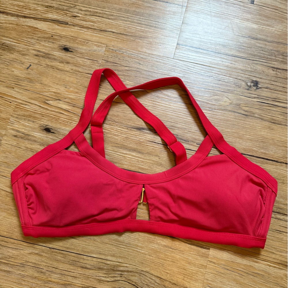 Xhilaration Red Bikini Top with Gold Detail